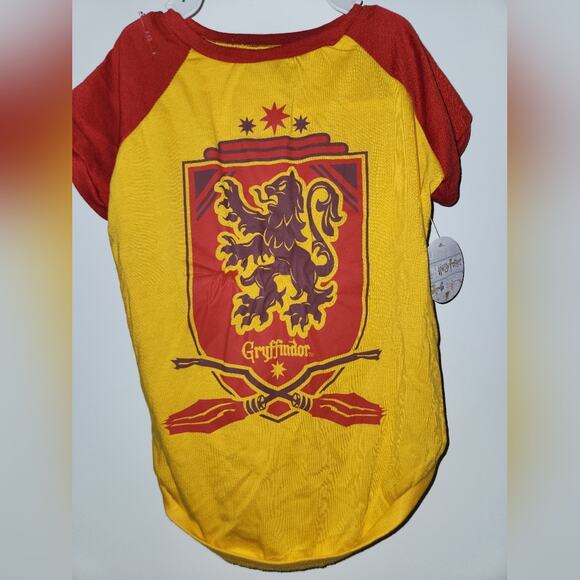 Harry Potter Gryffindor‎ Pet T Shirt Dog Cat Costume Apparel Red Gold Large - Picture 1 of 6